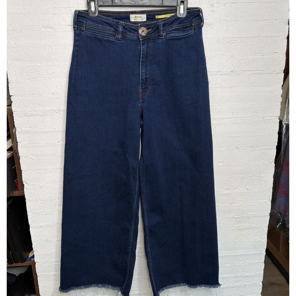 Maeve Anthropologie Colette Wide Leg Cropped Raw Hem Jean 31 Gaucho Pant